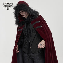 Load image into Gallery viewer, CA02602 Gothic wine fur collar velvet cloak