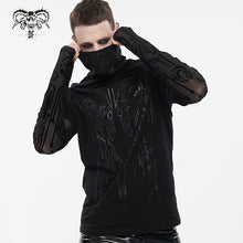 Load image into Gallery viewer, TT202 Men circuit diagram printed turtleneck face covered hooded t-shirt