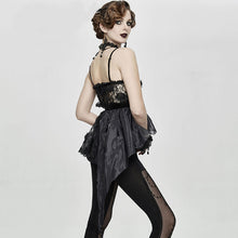 Load image into Gallery viewer, ECST003 Asymmetric embroidered organza hem velvet belt sexy women lace camisole