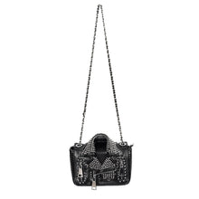 Load image into Gallery viewer, AS116 Heavy Metal Leather Jacket Shaped black rivets women Bag