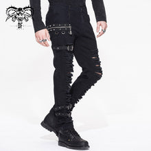 Load image into Gallery viewer, PT040 daily life wear men metallic punk broken holes trousers with loops