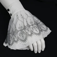 Load image into Gallery viewer, AS122 Black Thread Embroidered White Gothic oversleeves