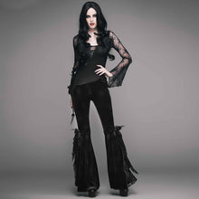Load image into Gallery viewer, EPT002 sexy women dark patterned stretchy embossed velvet flared pants