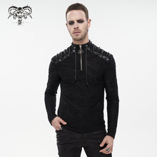 Load image into Gallery viewer, TT217 Autumn and Winter textured turtleneck punk black men T-shirt