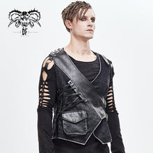 Load image into Gallery viewer, WT050 band Asymmetric punk rock men black waistcoats with pockets