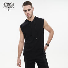 Load image into Gallery viewer, TT209 Basic style loose sleeveless punk black men hoodie
