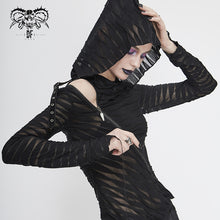 Load image into Gallery viewer, TT147 Two-wear basic hooded T-shirt with diagonal zipper