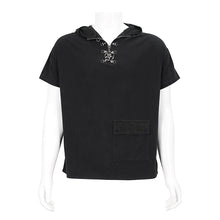 Load image into Gallery viewer, TT206 Everyday Woven Black Short Sleeves Punk Men Hoodie
