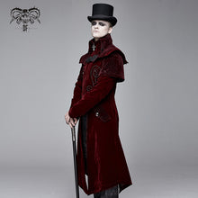 Load image into Gallery viewer, CT13402 Gorgeous gentlemen stand collar red gothic velveteen coat