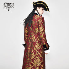 Load image into Gallery viewer, CT096 Pirate style red and gold jacquard gothic pattern men long coat