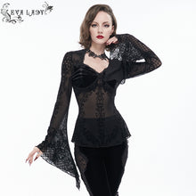 Load image into Gallery viewer, ETT026 Summer V neck flocked floral classic beauty sexy Gothic women top