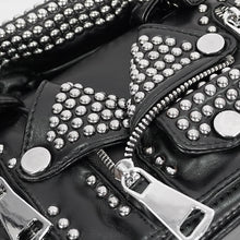 Load image into Gallery viewer, AS116 Heavy Metal Leather Jacket Shaped black rivets women Bag