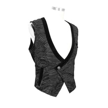 Load image into Gallery viewer, WT057 Gothic wedding bridegroom Napoleon collar pleated asymmetrical men black waistcoats