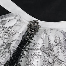 Load image into Gallery viewer, AS121 Black Thread Embroidered White Gothic Bow Tie