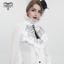 Load image into Gallery viewer, AS121 Black Thread Embroidered White Gothic Bow Tie