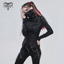 Load image into Gallery viewer, TT181 Punk high neck pleated T-shirt
