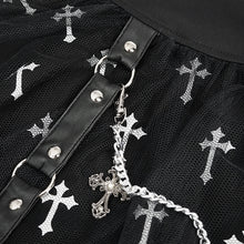 Load image into Gallery viewer, SKT15702 punk women black and white cross printed skirt