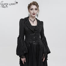 Load image into Gallery viewer, ECT012 GOTHIC women black jacquard thin long coat
