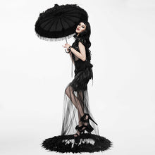 Load image into Gallery viewer, ESKT009 feather floor length gown sexy ladies elastic satin half fishtail skirt with flower