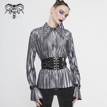 Load image into Gallery viewer, SHT05502 Cyberpunk silver black pleated blouse