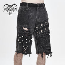 Load image into Gallery viewer, PT113 decadence Summer punk rock men nailed ragged shorts