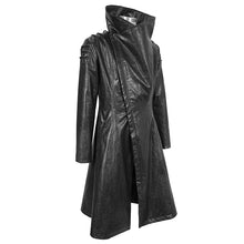 Load image into Gallery viewer, ct18001 Black-grey puff big-collar long leather coat