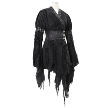 Load image into Gallery viewer, SKT106 Darkness Japanese style punk asymmetric mesh unedged women kimonos with belt