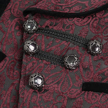 Load image into Gallery viewer, WT07002 Gothic dark pattern black and red vest (with brooch)