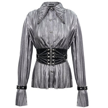 Load image into Gallery viewer, SHT05502 Cyberpunk silver black pleated blouse