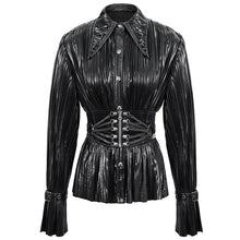 Load image into Gallery viewer, SHT05501 Cyberpunk bright black pleated blouse