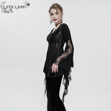 Load image into Gallery viewer, ETT027 Beaded collar lace appliqued Floral hip covered T-Shirt