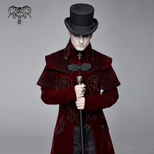 Load image into Gallery viewer, CT13402 Gorgeous gentlemen stand collar red gothic velveteen coat