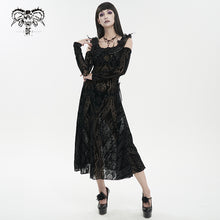 Load image into Gallery viewer, SKT163 Gothic flocked printing off-the-shoulder dress