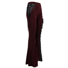 Load image into Gallery viewer, EPT01102 red Asymmetric Dark Pattern gothic women lace Flare Pants