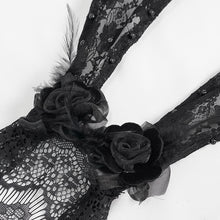 Load image into Gallery viewer, AS118 sexy women lace black Bunny ear bubble beaded headband with veil