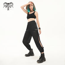 Load image into Gallery viewer, PT178 Women elastic waistband side slit mesh punk pencil pants