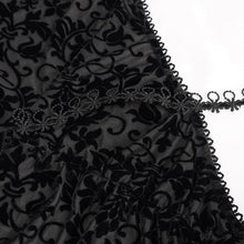 Load image into Gallery viewer, ESX001 sexy lingerie black velvet pattern translucent suspender nightdress