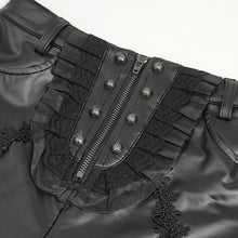 Load image into Gallery viewer, PT202 Queen Flocked laced up Goth Leggings