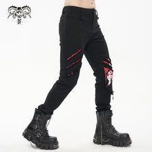 Load image into Gallery viewer, PT191 Ripped Leg Bloody Printed Men's Punk Trousers