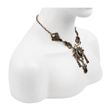 Load image into Gallery viewer, EAS006 Victoria ancient gold vintage distressed alloy necklace with jewel and pearls