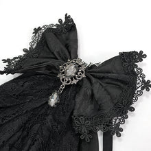 Load image into Gallery viewer, AS07301 black Gothic lace bow tie with diamonds