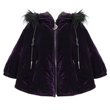 Load image into Gallery viewer, CA02902 Quilted purple velvet shawl