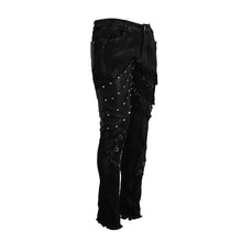 Load image into Gallery viewer, PT099 Men heavy metal patchwork hand painted distressed trousers with pockets