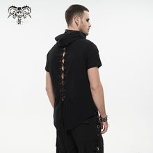 Load image into Gallery viewer, TT206 Everyday Woven Black Short Sleeves Punk Men Hoodie