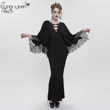 Load image into Gallery viewer, ESKT040 Deep V Neck bat Sleeve Small Fishtail Dress