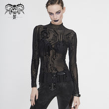 Load image into Gallery viewer, TT172 Cyberpunk Flocking Printing Basic mesh T-shirt