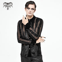 Load image into Gallery viewer, SHT063 Gothic Irregular Stripe Velvet Burnt Out Pleated Basic Style Shirts