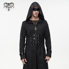 Load image into Gallery viewer, ct194 black men's fake girdle slim fit punk hooded men coat