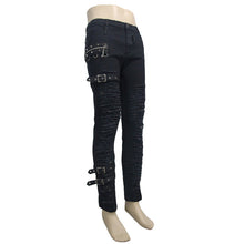 Load image into Gallery viewer, PT040 daily life wear men metallic punk broken holes trousers with loops