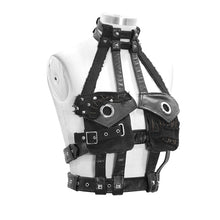 Load image into Gallery viewer, AS044 raggedy distressed collar with 2 pockets punk women body harness